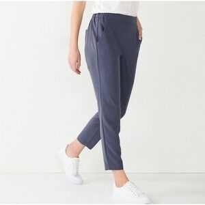 NWT Nine West Crop Relaxed Mid Rise Straight Leg Pull On Pants Gray Sz XXL Long